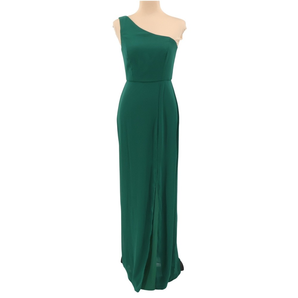 Elegant One Shoulder Green Maxi Dress Size XS Holiday Bridesmaid Evening Formal
